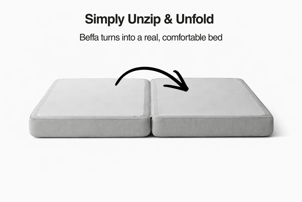 Beffa one - Boneless sofabed,built in mattress topper, feels like a real bed
