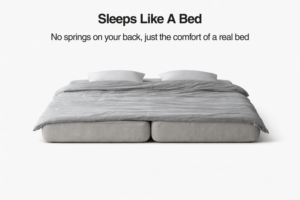 Beffa one - Boneless sofabed,built in mattress topper, feels like a real bed